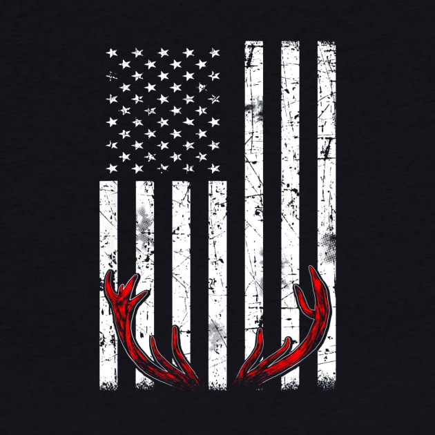 Deer Antlers American Flag USA Hunting Fishing by Kiwistore